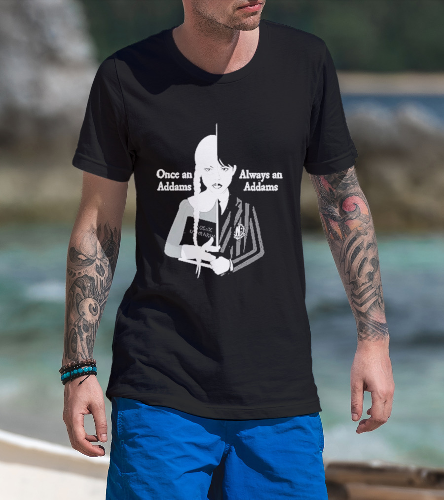 Wednesday Addams Split Face Once An Addams Always An Addams T-Shirt