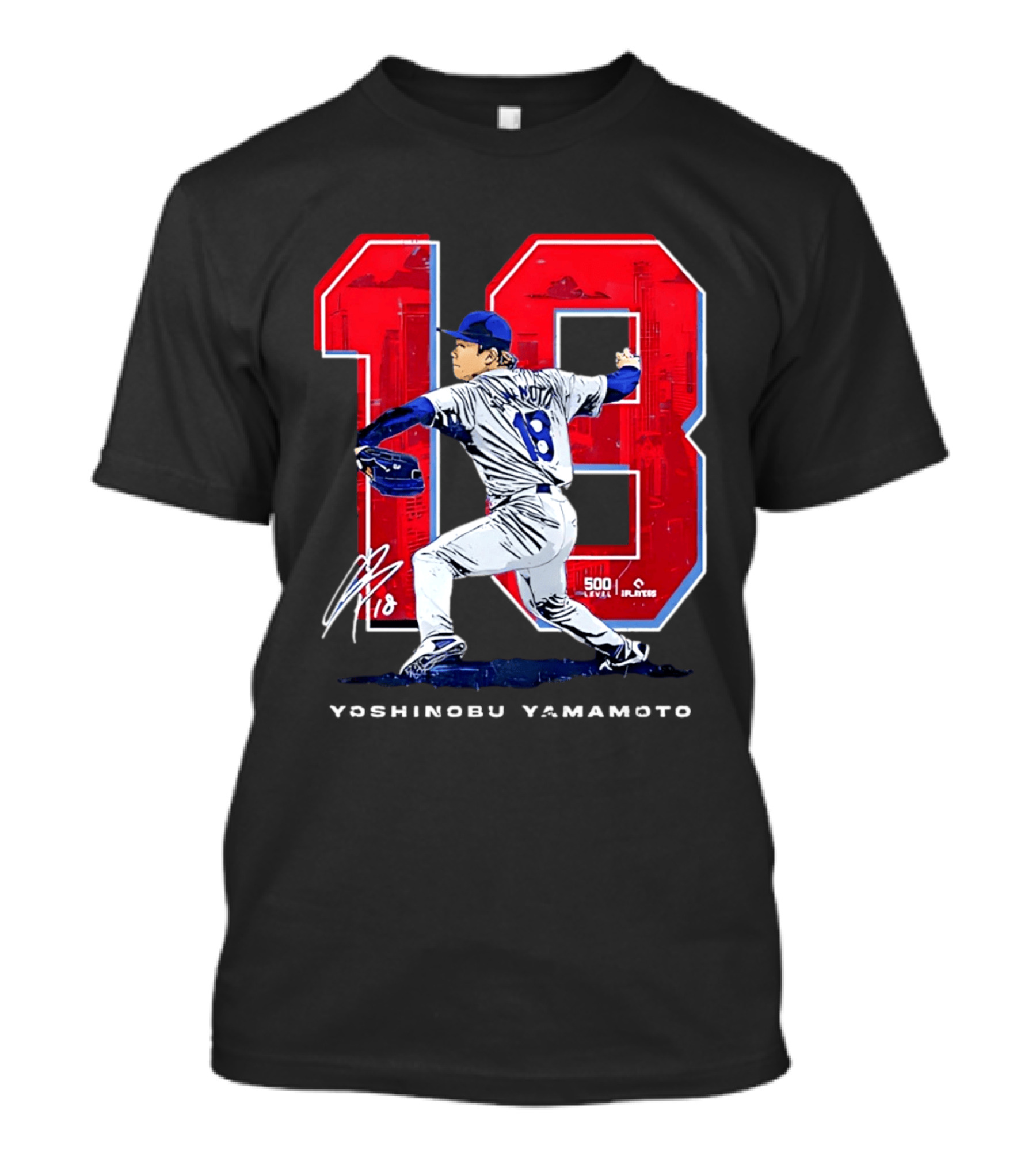Yoshinobu Yamamoto 18 Los Angeles Dodgers Signature Japanese Pitcher T-Shirt