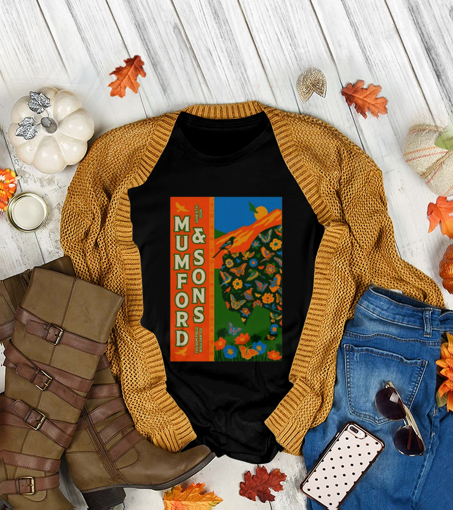 Mumford And Sons June 6 2026 Folsom Field Boulder CO Butterflies and Nature T-Shirt