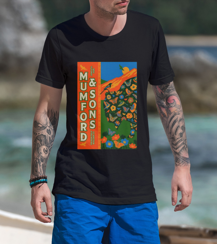 Mumford And Sons June 6 2026 Folsom Field Boulder CO Butterflies And Nature T-Shirt