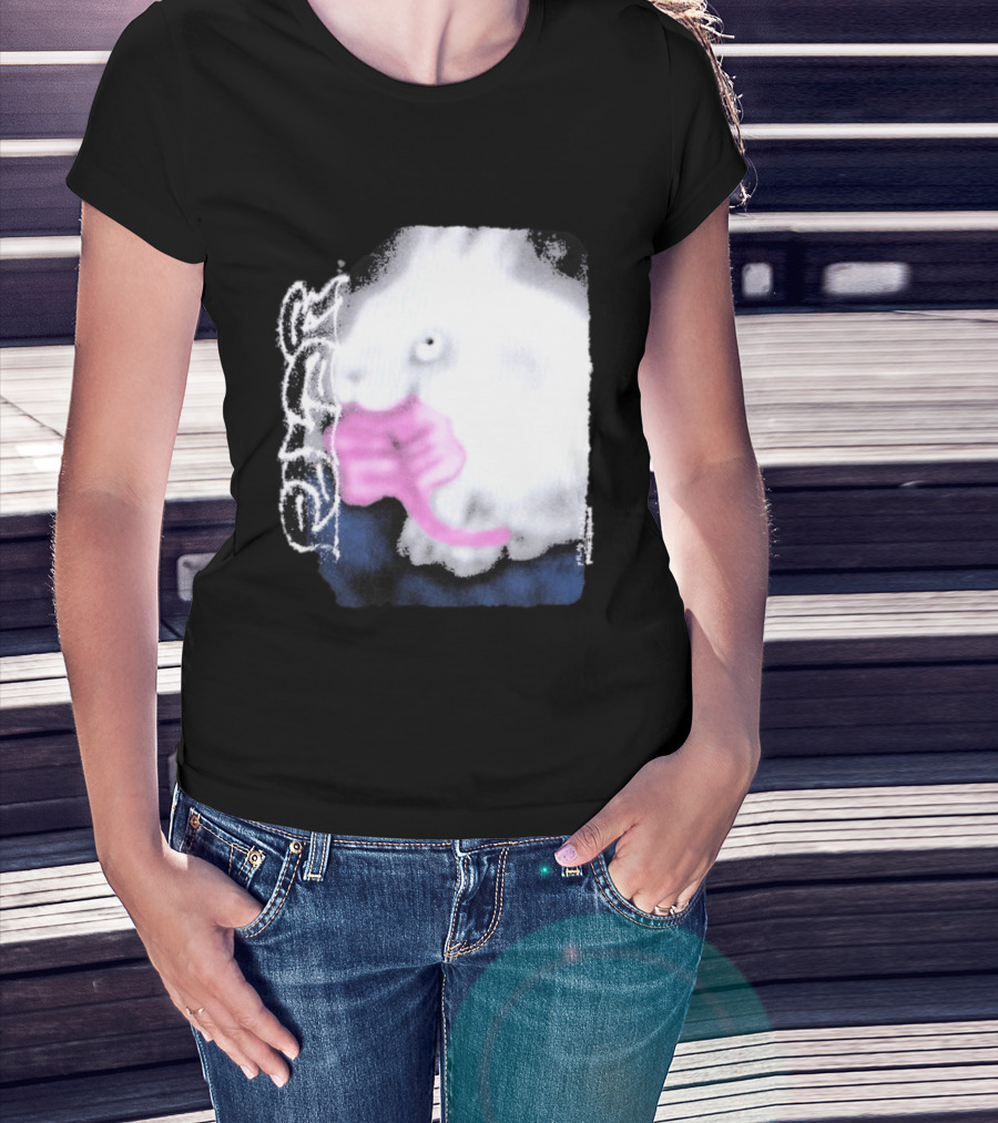 Flatspot Polar Rabbit With Pink Ribbon T-Shirt