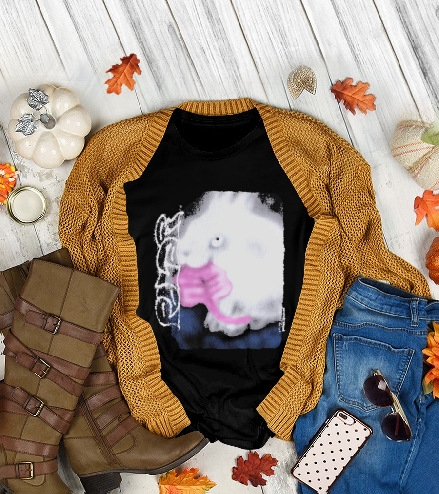 Flatspot Polar Rabbit With Pink Ribbon T-Shirt