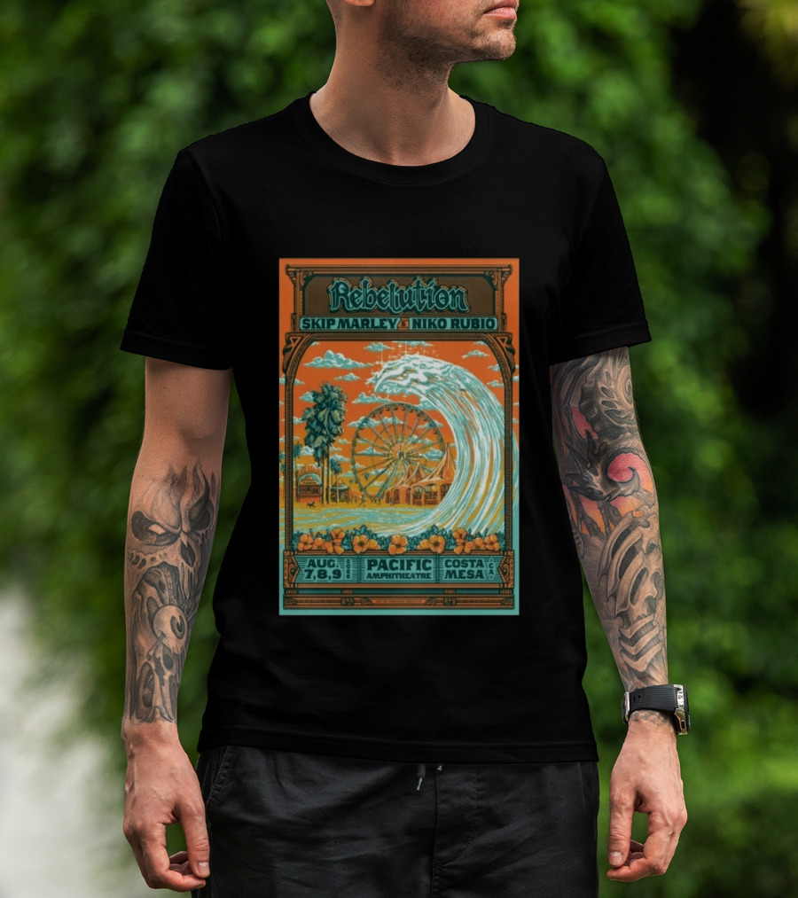 Rebelution Skip Marley Niko Rubio August 7 8 9 2026 Pacific Amphitheatre Costa Mesa T-Shirt