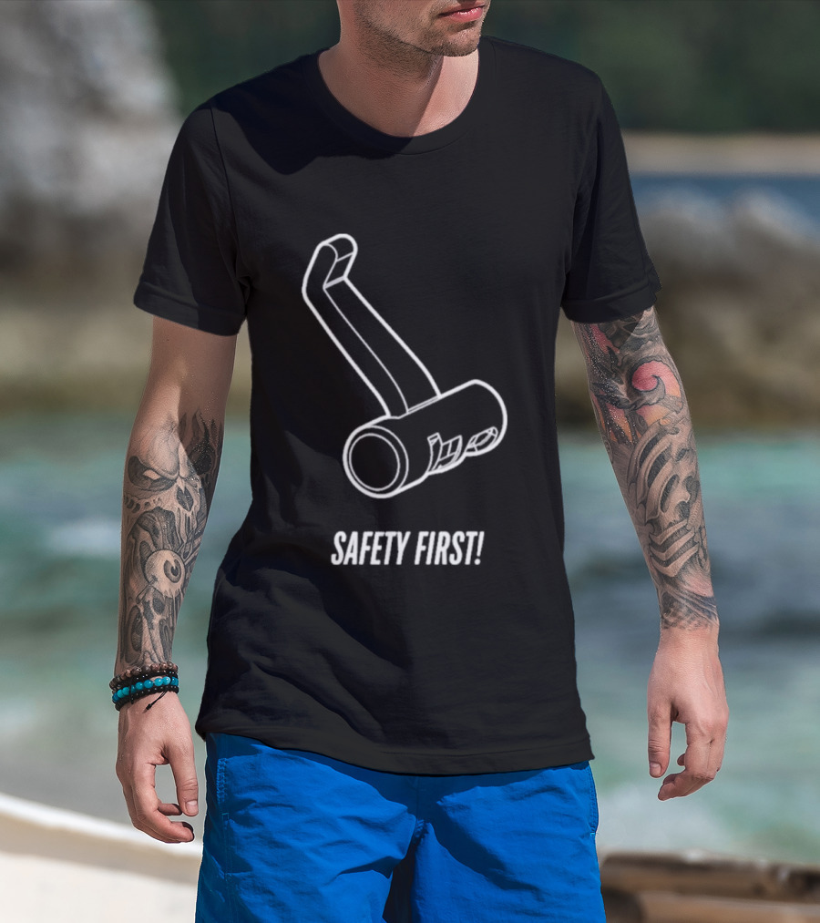 Safety First Bike Lock Sketch T-Shirt