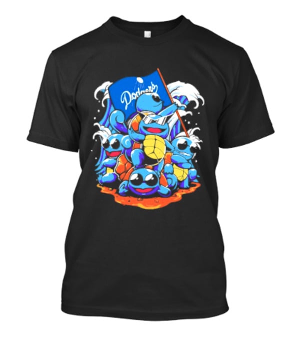 Squirtle Squad Dodgers Blue Flag Los Angeles Pokémon Collaboration T-Shirt