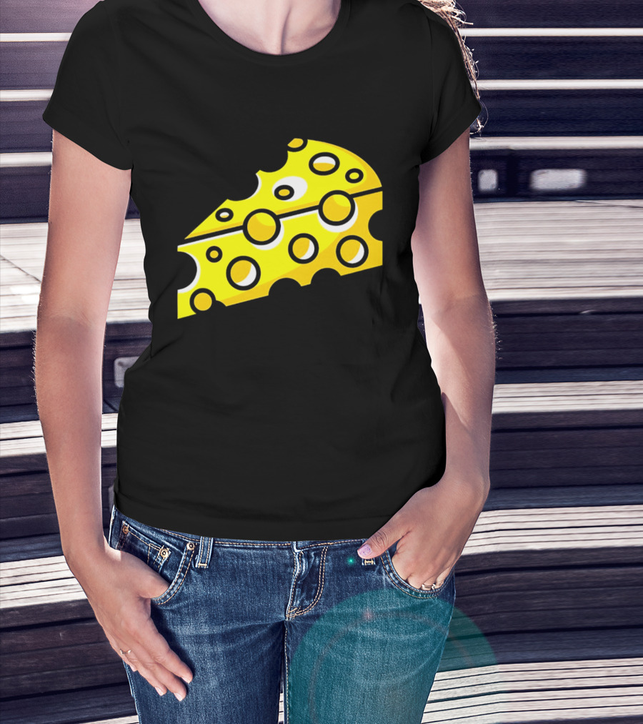 Swiss Cheese Hole Yellow Food Slice Dairy Snack Culinary T-Shirt