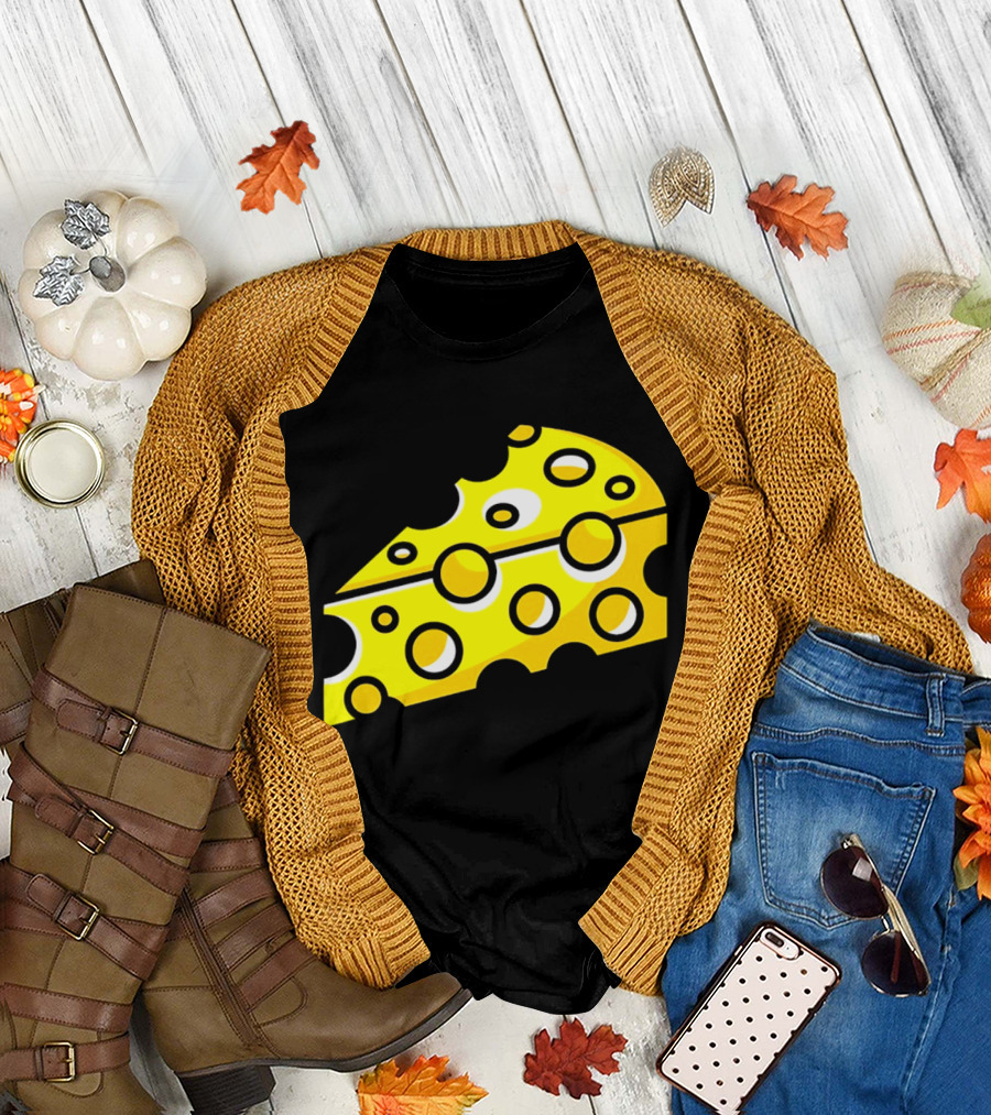 Swiss Cheese Hole Yellow Food Slice Dairy Snack Culinary T-Shirt