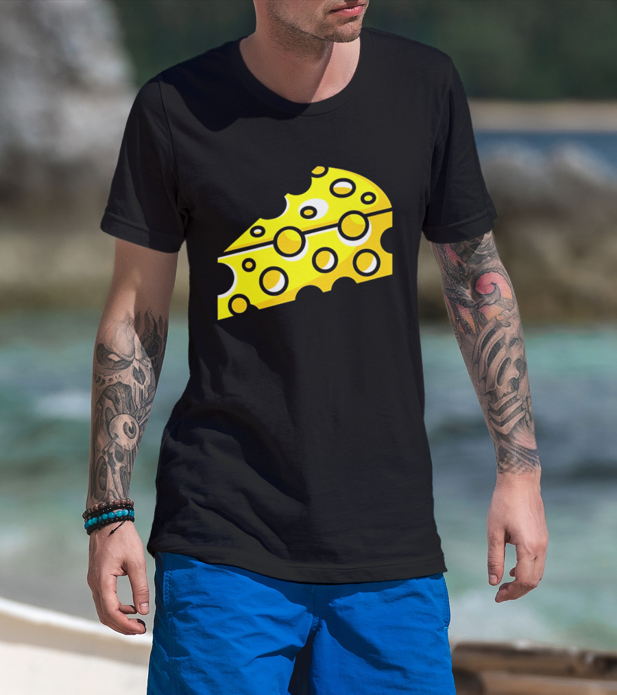 Swiss Cheese Hole Yellow Food Slice Dairy Snack Culinary T-Shirt