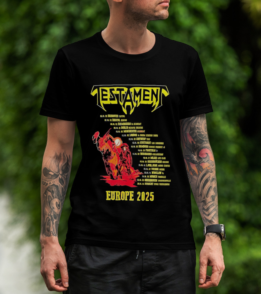 Testament Europe 2025 Tour Western Outlaw Dates T-Shirt