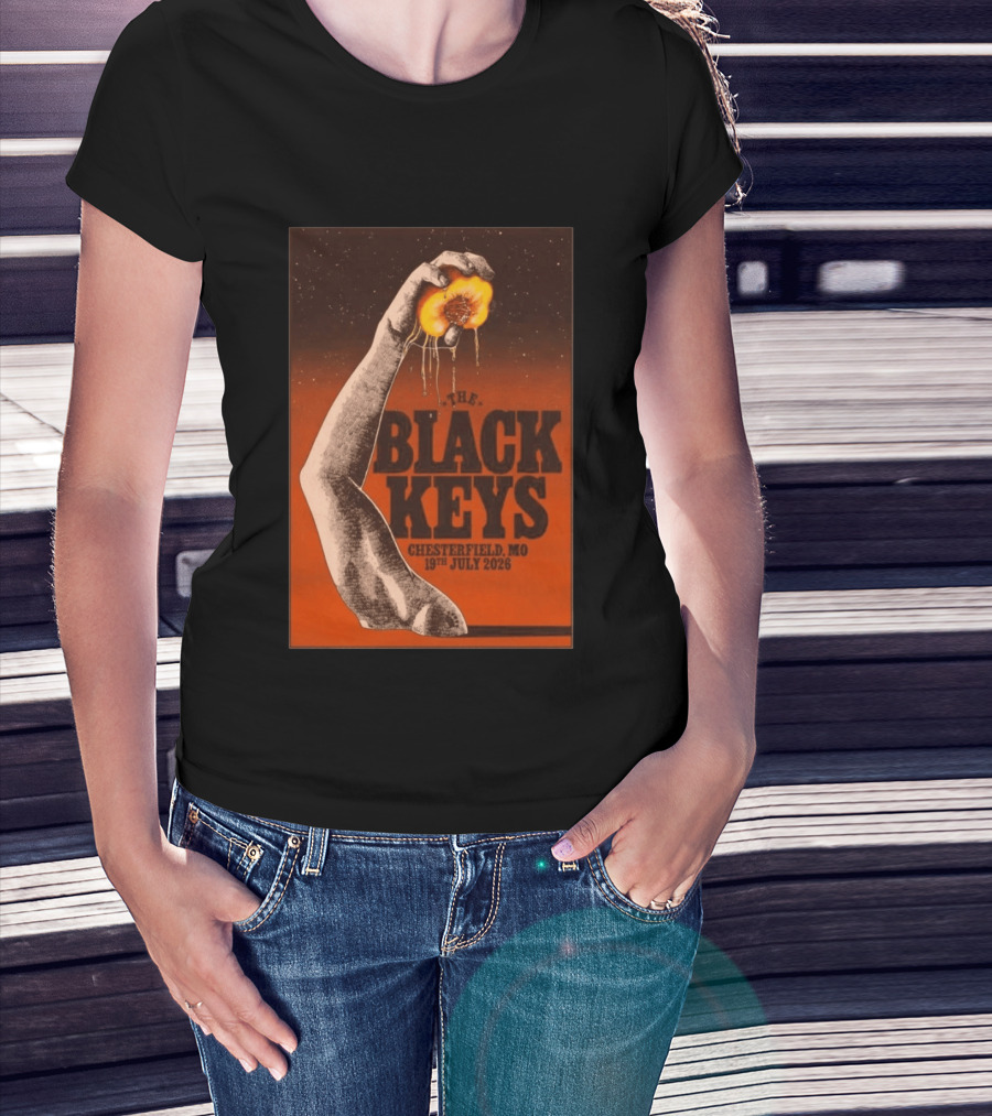 The Black Keys Chesterfield MO 19th July 2026 Hand Peach T-Shirt