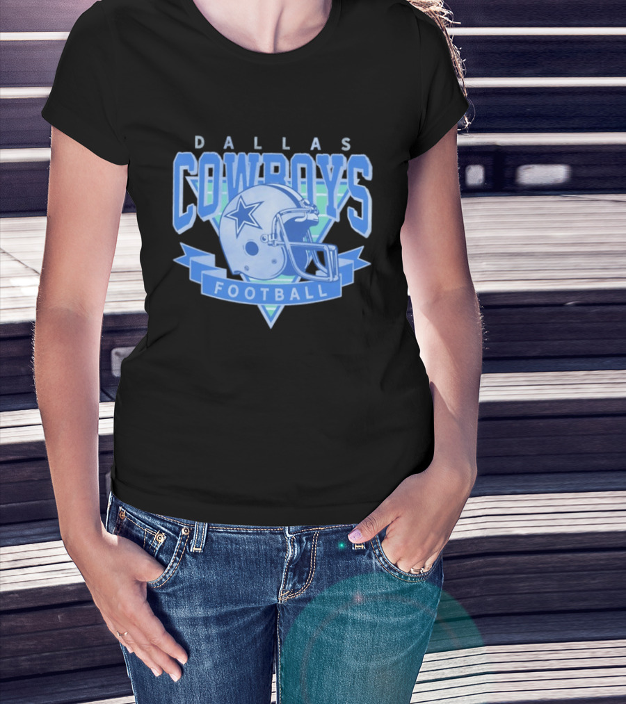 Dallas Cowboys Helmet Football Team Sports Apparel Blue Fan Gear T-Shirt