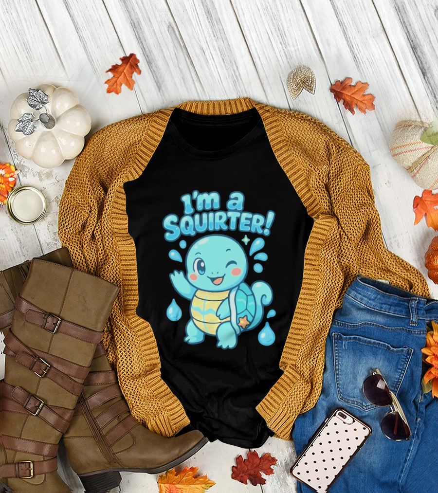 I'm A Squirter Squirtle Pokémon Winking Cute Water Droplets T-Shirt