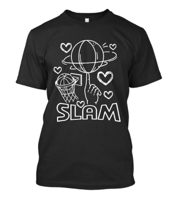 Slam Basketball Sketch With Hoop And Planet T-Shirt