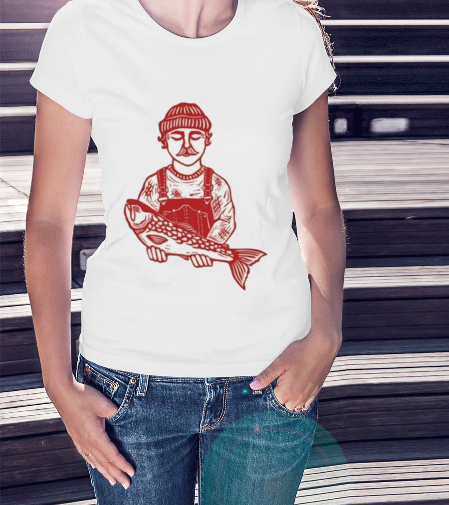 Goth Babe Fisherman Holding Fish T-Shirt