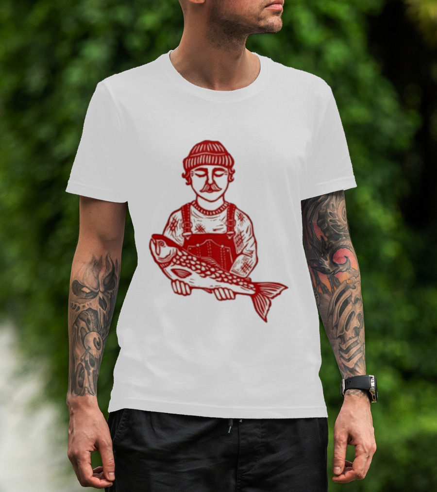 Goth Babe Fisherman Holding Fish T-Shirt