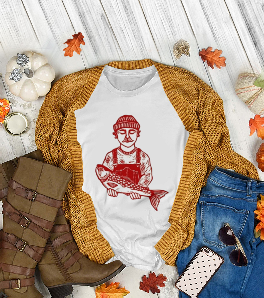 Goth Babe Fisherman Holding Fish T-Shirt