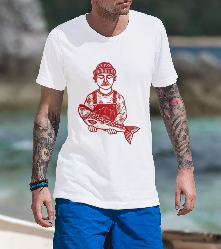 Goth Babe Fisherman Holding Fish T-Shirt