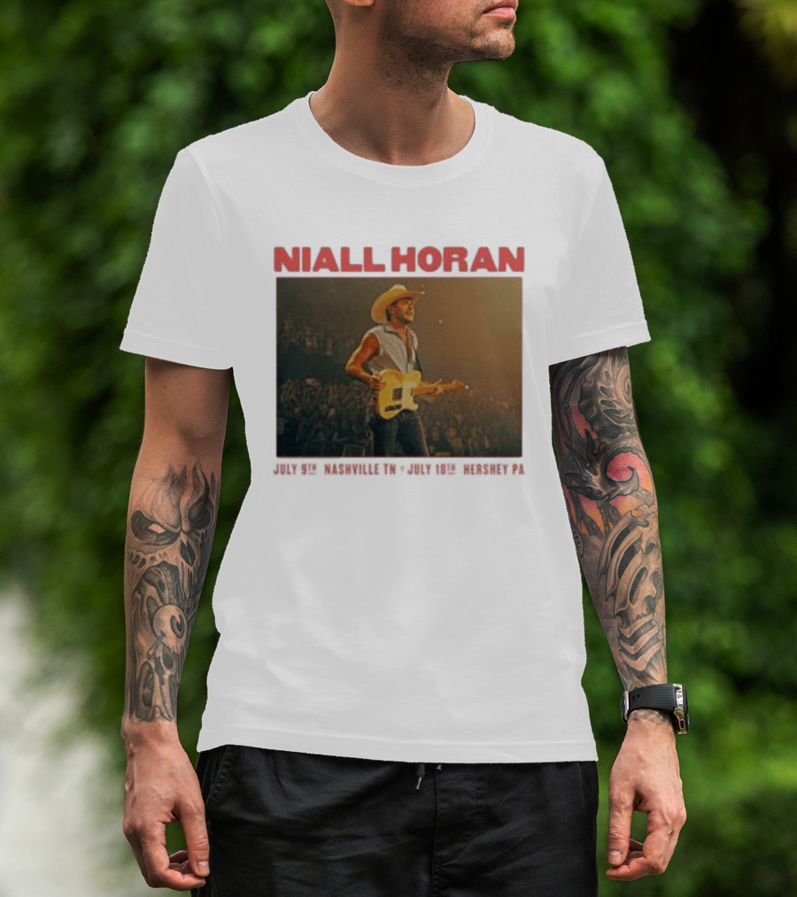 Niall Horan Live Performance Cowboy Hat Guitar Dallas Texas Event T-Shirt