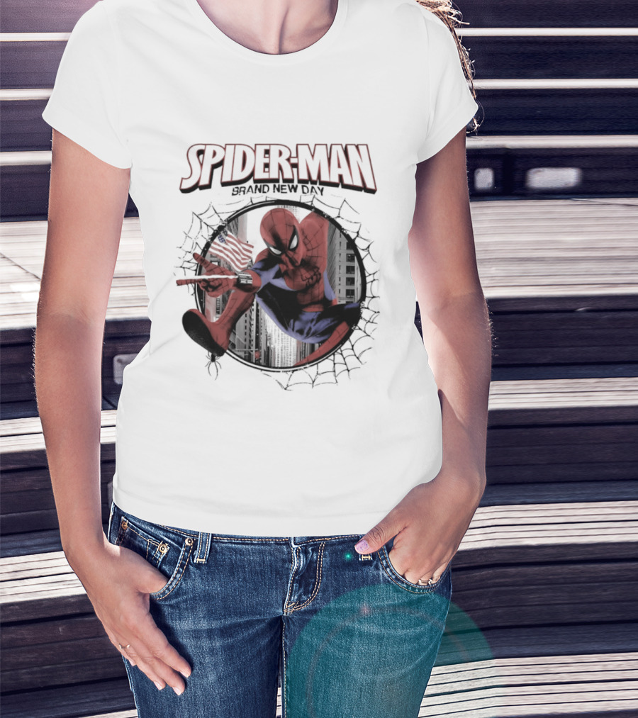 Spider Man Brand New Day Marvel Peter Parker Swinging Action T-Shirt