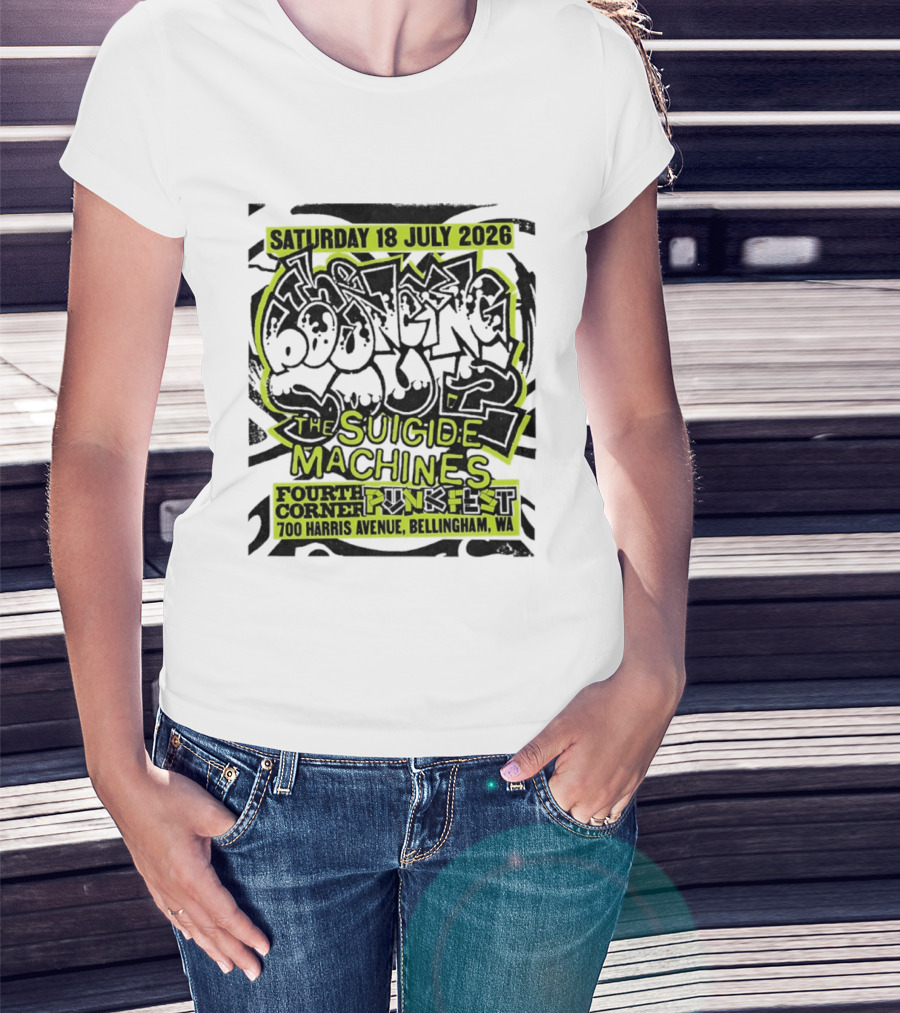 Saturday 18 July 2026 The Bouncing Souls The Suicide Machines Fourth Corner Punkfest Bellingham WA 700 Harris Avenue T-Shirt