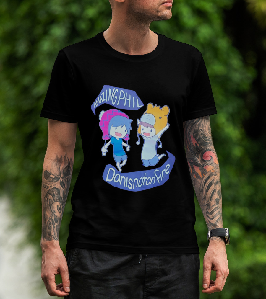 AmazingPhil Danisnotonfire Cartoon Characters In Cute Animal Hats T-Shirt