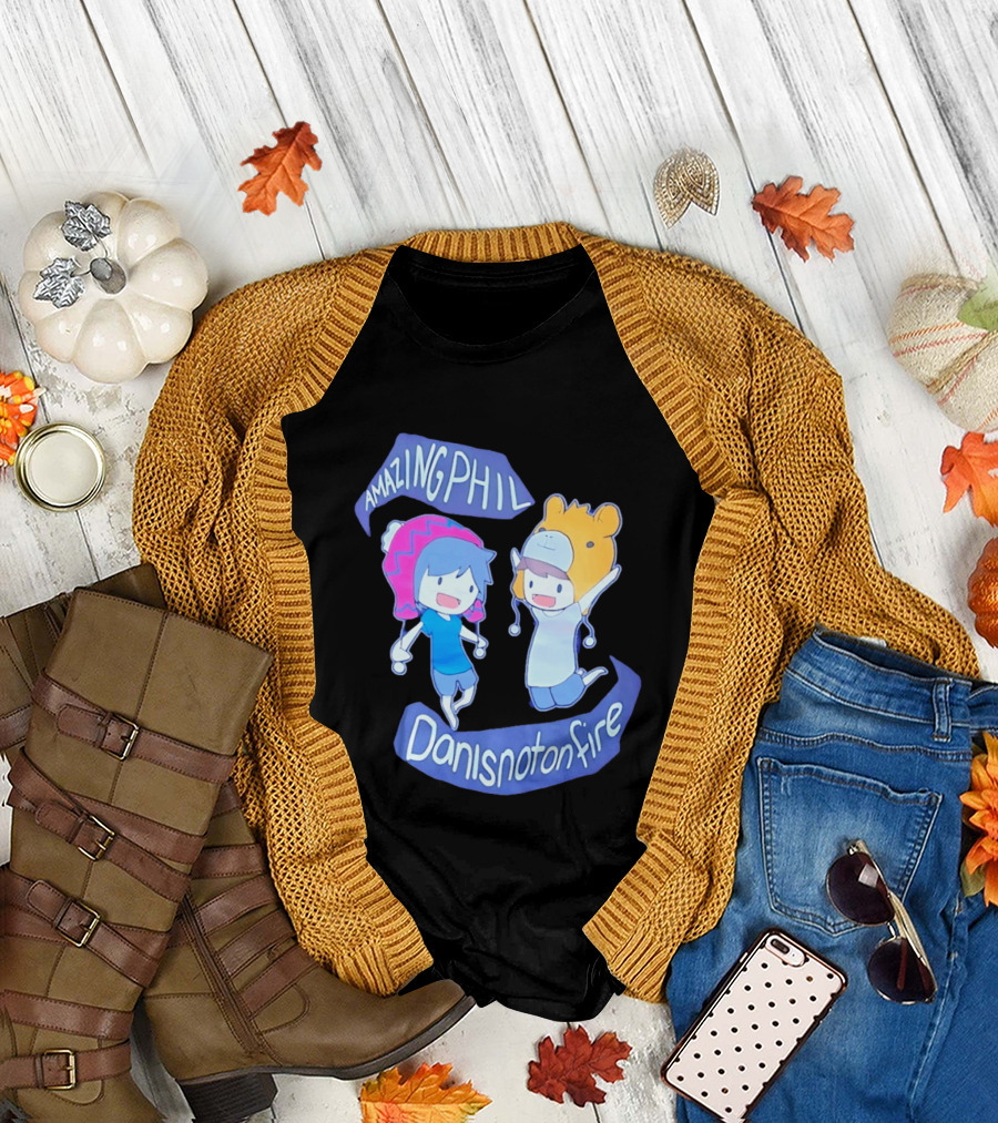 AmazingPhil Danisnotonfire Cartoon Characters In Cute Animal Hats T-Shirt