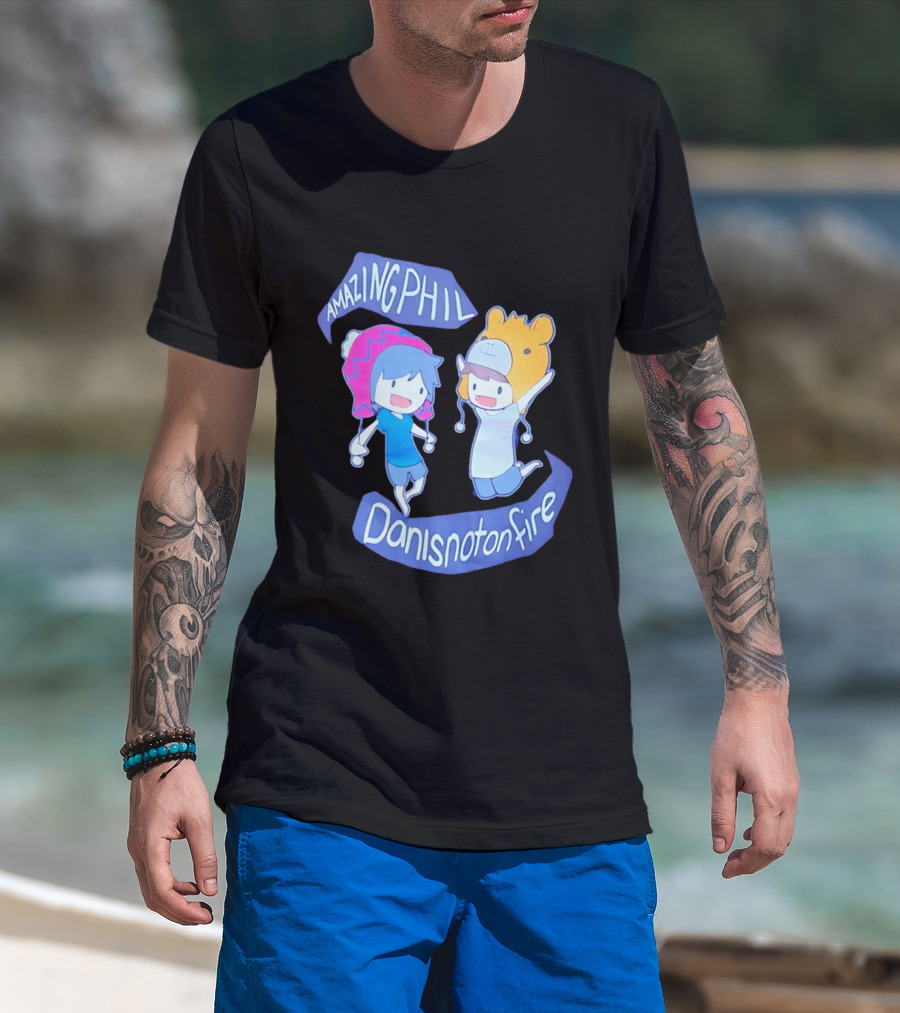 AmazingPhil Danisnotonfire Cartoon Characters In Cute Animal Hats T-Shirt