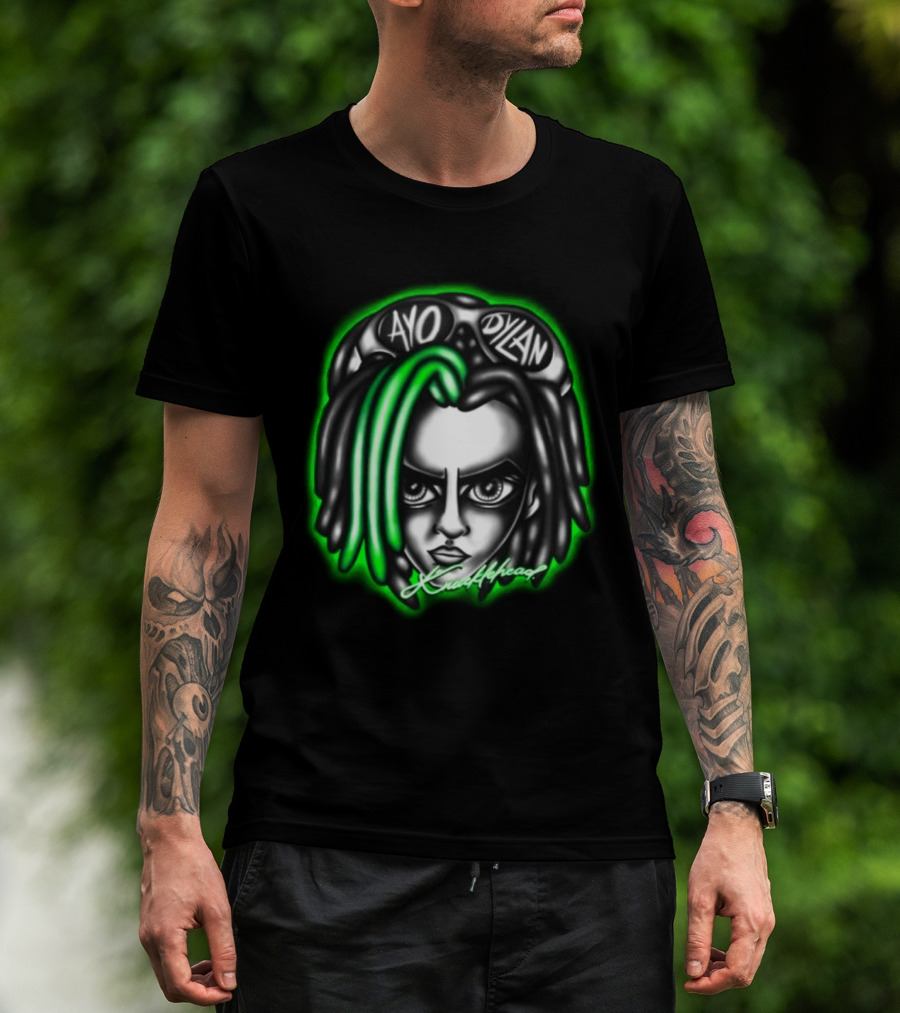 Ayo Dylan Head Ayodylan Knottyhead Green Glow T-Shirt