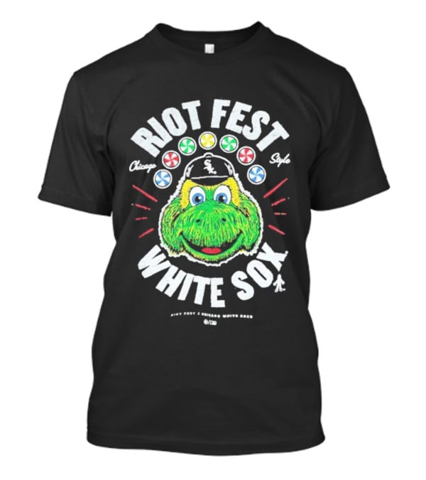 Riot Fest Chicago Style White Sox Collab With Green Mascot And Candy Circles T-Shirt