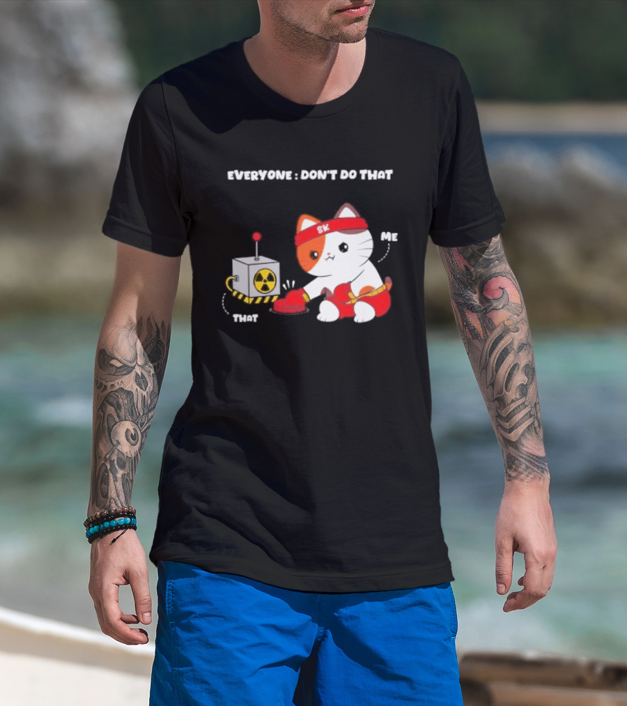 Cute Cat SK Headband Boxing Gloves Pressing Nuclear Button Don't Do That T-Shirt