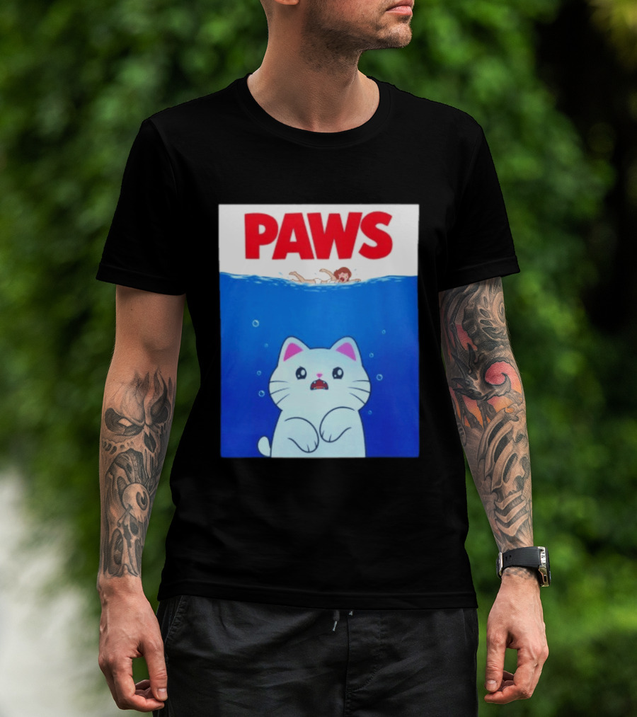 Paws Cat Parody Movie Jaws T-Shirt
