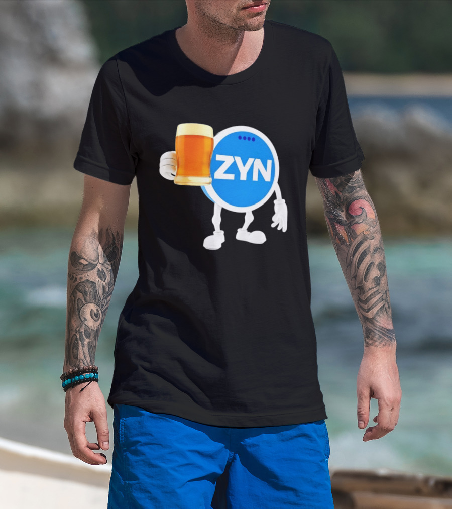 ZYN Snus Beer Character Holding T-Shirt