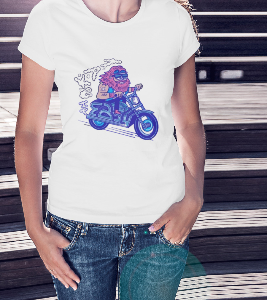 Billy Biker Cartoon Motorcycle Bearded Man T-Shirt