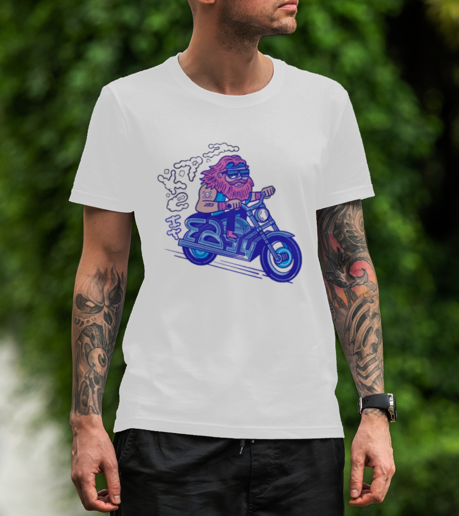 Billy Biker Cartoon Motorcycle Bearded Man T-Shirt