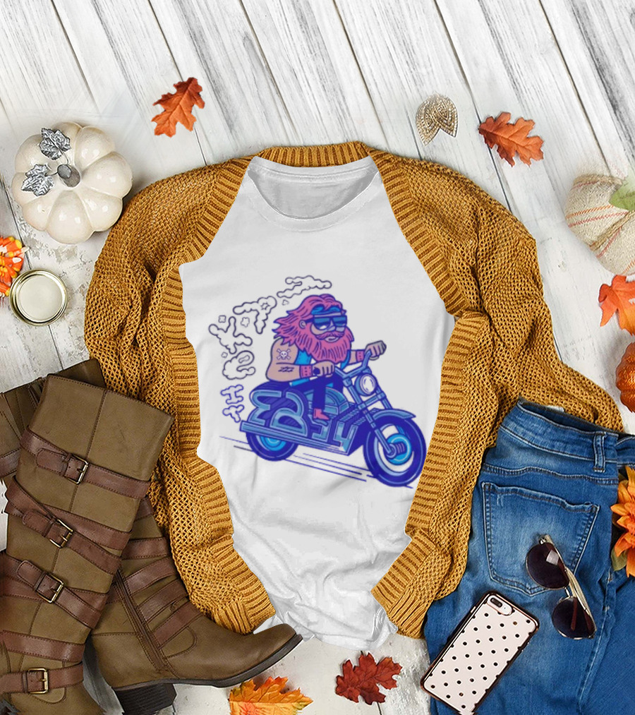 Billy Biker Cartoon Motorcycle Bearded Man T-Shirt