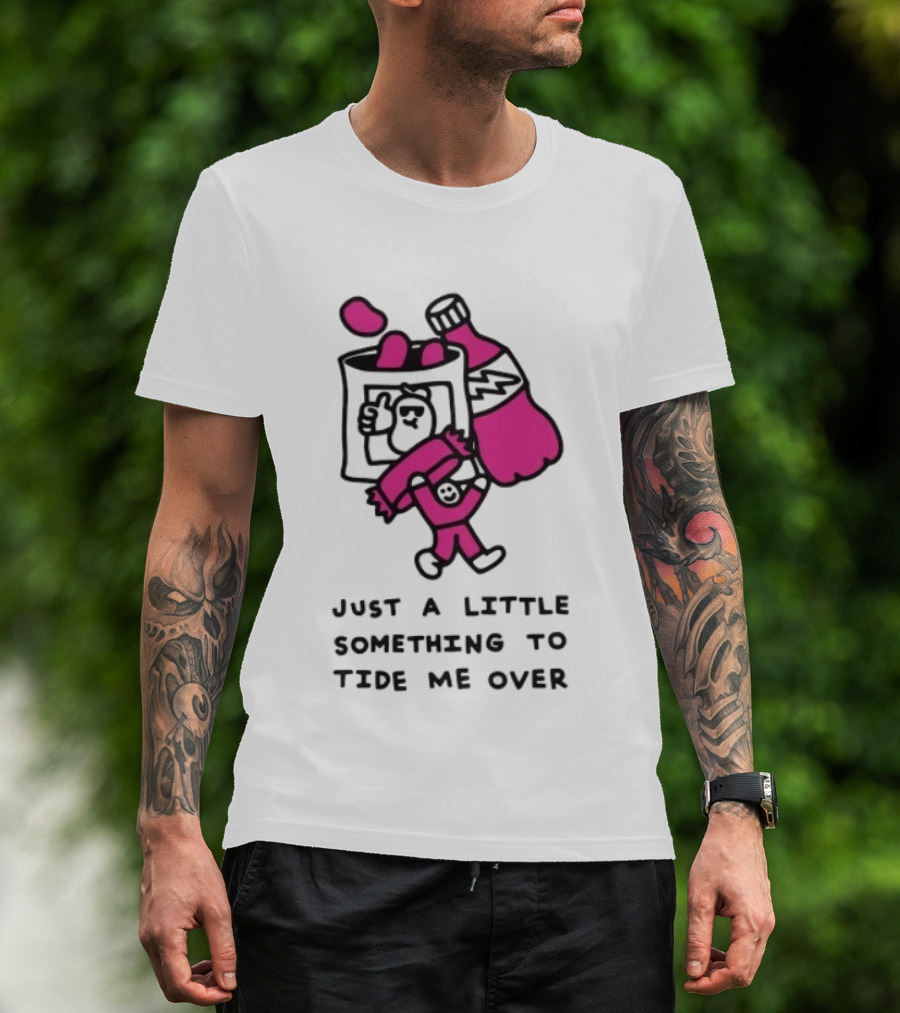 Just A Little Something To Tide Me Over Snack Pink Character Carrying Beer T-Shirt