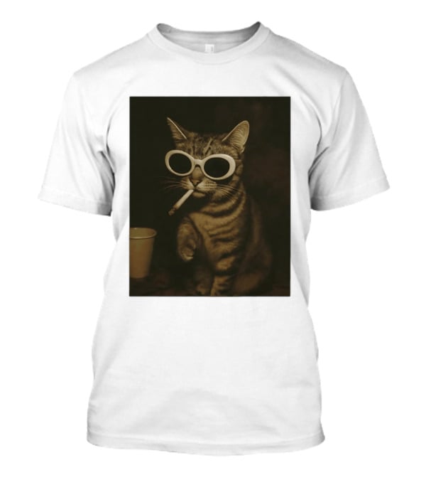 Cool Cat Smoking Sunglasses Meme Iconic Photo T-Shirt