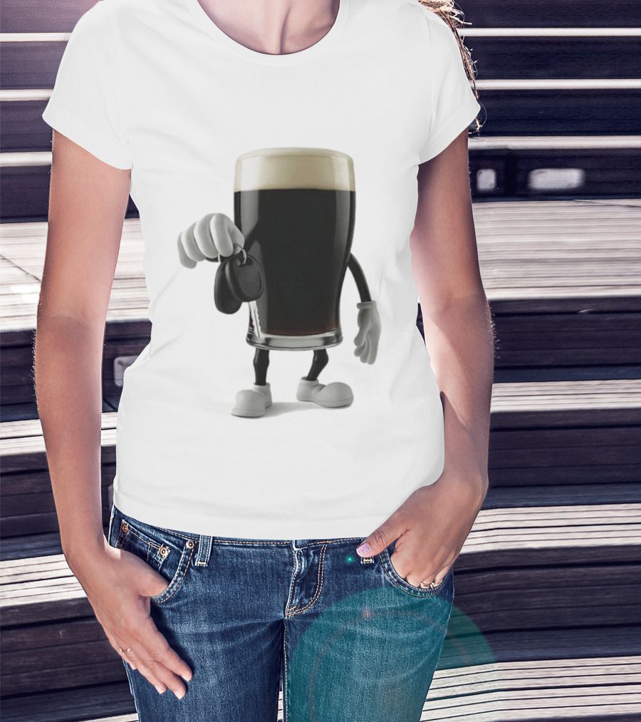 Guinness Beer Pint Holding Car Keys T-Shirt