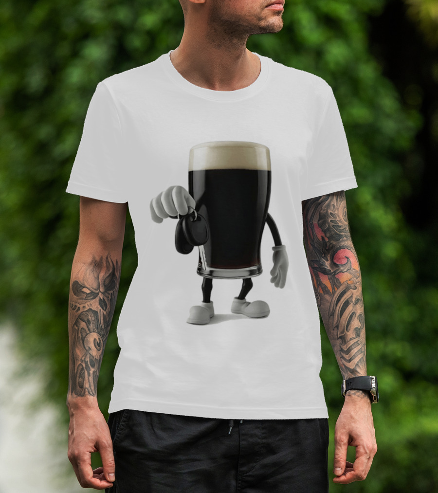 Guinness Beer Pint Holding Car Keys T-Shirt