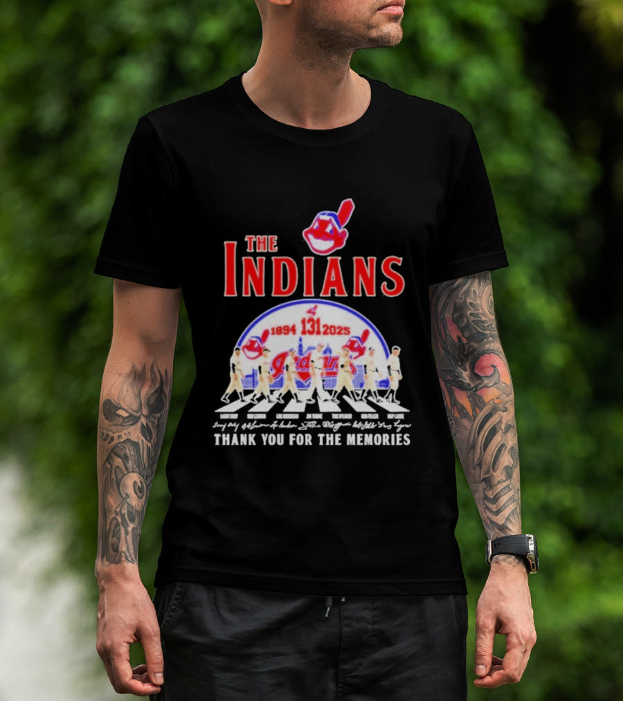 The Cleveland Indians 131st Anniversary 1894 2025 Thank You For The Memories Abbey Road Signatures T-Shirt