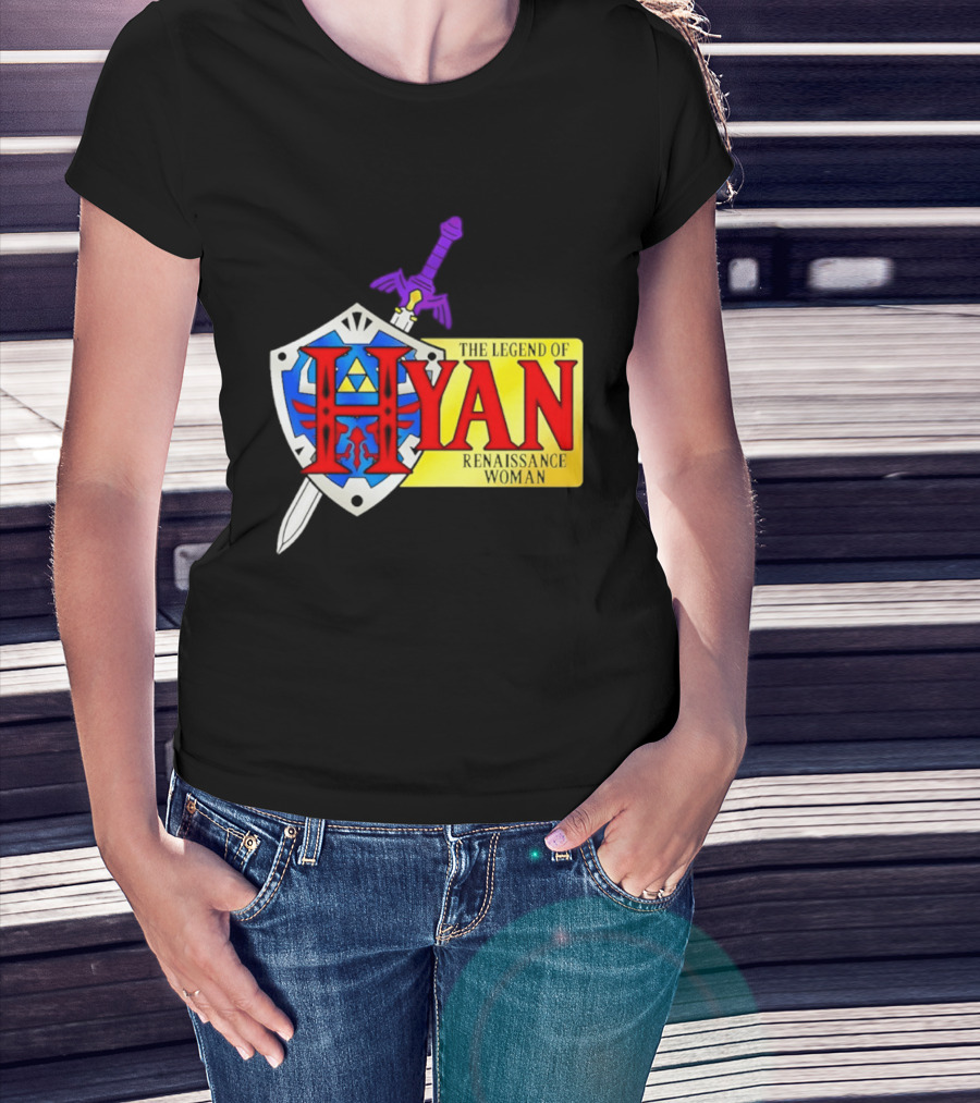 Hyan Renaissance Woman Legend Triforce Shield Sword T-Shirt