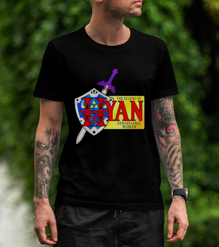 Hyan Renaissance Woman Legend Triforce Shield Sword T-Shirt