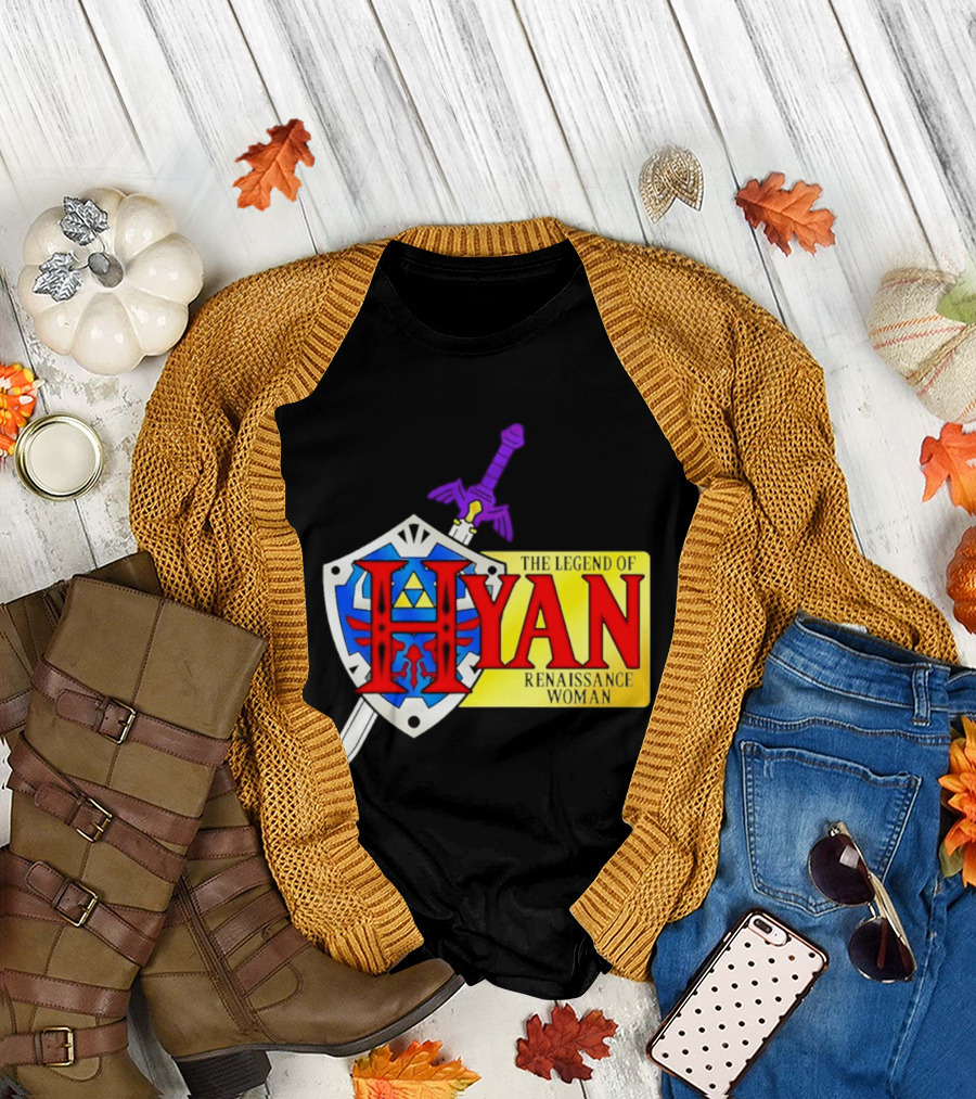 Hyan Renaissance Woman Legend Triforce Shield Sword T-Shirt