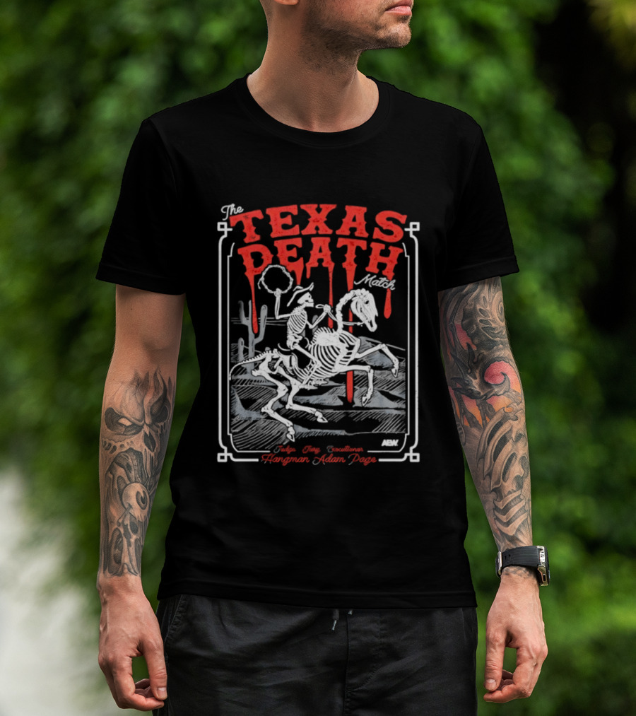 The Texas Death Match Skeleton Riding Wild Desert Scene T-Shirt