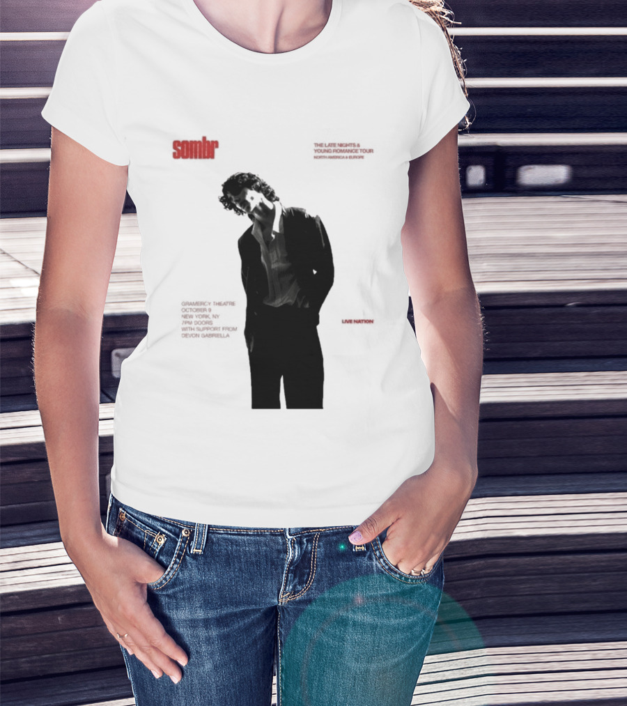 Sombr The Late Nights And Young Romance Tour Dates 2025 North America And Europe T-Shirt