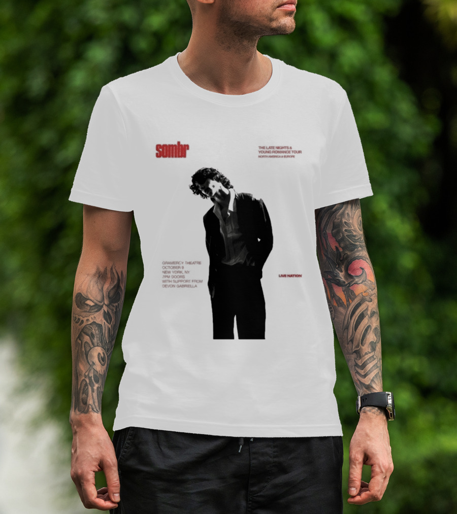 Sombr The Late Nights And Young Romance Tour Dates 2025 North America And Europe T-Shirt