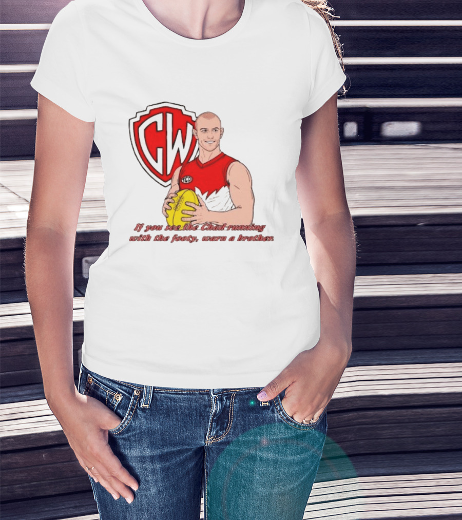 The Chad Running Footy Warn A Brother CW AFL T-Shirt