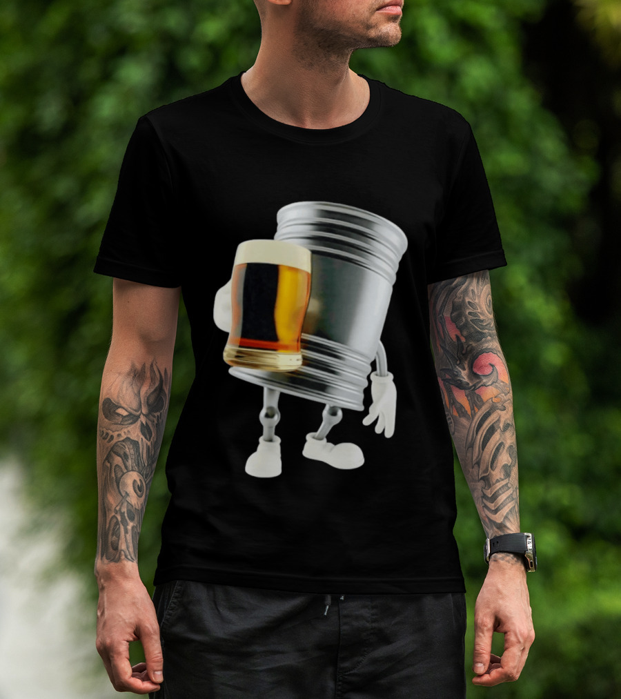 Beer Keg Holding Glass Character Meme T-Shirt