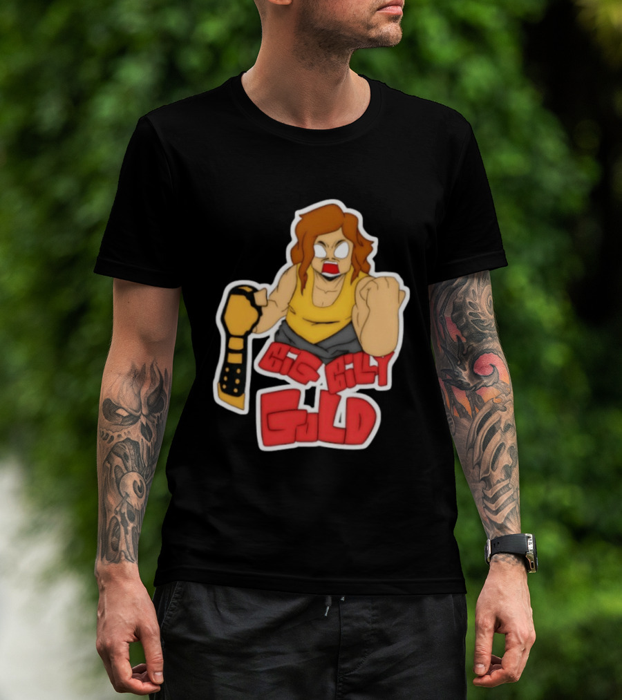 Big Billy Gold Wrestling Champion Belt Bold Cartoon T-Shirt