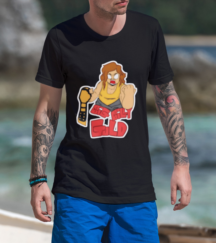 Big Billy Gold Wrestling Champion Belt Bold Cartoon T-Shirt